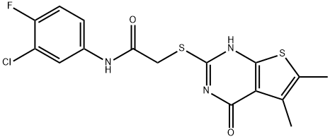 Acetamide, N-(3-chloro-4-fluorophenyl)-2-[(1,4-dihydro-5,6-dimethyl-4-oxothieno[2,3-d]pyrimidin-2-yl)thio]- (9CI) Struktur