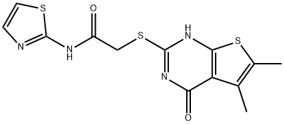 Acetamide, 2-[(1,4-dihydro-5,6-dimethyl-4-oxothieno[2,3-d]pyrimidin-2-yl)thio]-N-2-thiazolyl- (9CI) Struktur