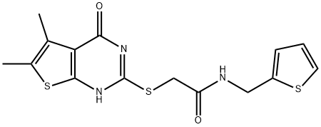 Acetamide, 2-[(1,4-dihydro-5,6-dimethyl-4-oxothieno[2,3-d]pyrimidin-2-yl)thio]-N-(2-thienylmethyl)- (9CI) Structure