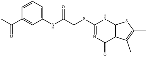 Acetamide, N-(3-acetylphenyl)-2-[(1,4-dihydro-5,6-dimethyl-4-oxothieno[2,3-d]pyrimidin-2-yl)thio]- (9CI) Structure