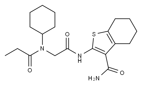 Benzo[b]thiophene-3-carboxamide, 2-[[[cyclohexyl(1-oxopropyl)amino]acetyl]amino]-4,5,6,7-tetrahydro- (9CI) Struktur
