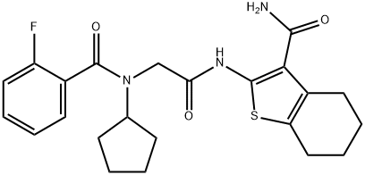 Benzo[b]thiophene-3-carboxamide, 2-[[[cyclopentyl(2-fluorobenzoyl)amino]acetyl]amino]-4,5,6,7-tetrahydro- (9CI) Structure