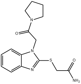 Acetamide, 2-[[1-[2-oxo-2-(1-pyrrolidinyl)ethyl]-1H-benzimidazol-2-yl]thio]- (9CI) Structure