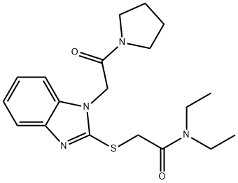 Acetamide, N,N-diethyl-2-[[1-[2-oxo-2-(1-pyrrolidinyl)ethyl]-1H-benzimidazol-2-yl]thio]- (9CI) 化学構造式