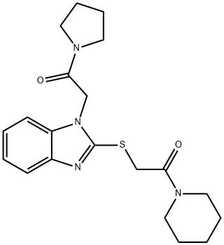 Piperidine, 1-[[[1-[2-oxo-2-(1-pyrrolidinyl)ethyl]-1H-benzimidazol-2-yl]thio]acetyl]- (9CI)|