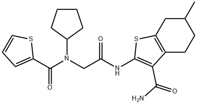 Benzo[b]thiophene-3-carboxamide, 2-[[[cyclopentyl(2-thienylcarbonyl)amino]acetyl]amino]-4,5,6,7-tetrahydro-6-methyl- (9CI) 结构式