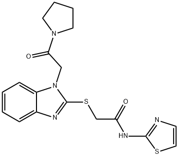 Acetamide, 2-[[1-[2-oxo-2-(1-pyrrolidinyl)ethyl]-1H-benzimidazol-2-yl]thio]-N-2-thiazolyl- (9CI)|