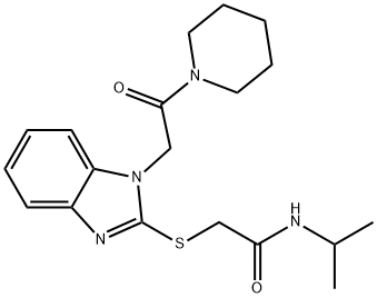Acetamide, N-(1-methylethyl)-2-[[1-[2-oxo-2-(1-piperidinyl)ethyl]-1H-benzimidazol-2-yl]thio]- (9CI) Structure