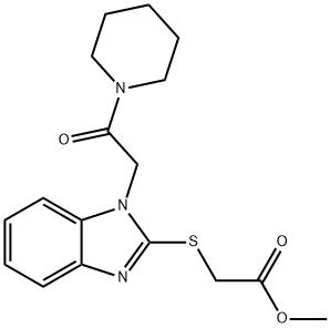 Acetic acid, [[1-[2-oxo-2-(1-piperidinyl)ethyl]-1H-benzimidazol-2-yl]thio]-, methyl ester (9CI)|