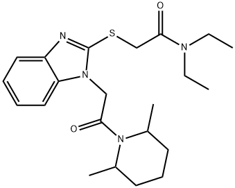 Acetamide, 2-[[1-[2-(2,6-dimethyl-1-piperidinyl)-2-oxoethyl]-1H-benzimidazol-2-yl]thio]-N,N-diethyl- (9CI) Struktur