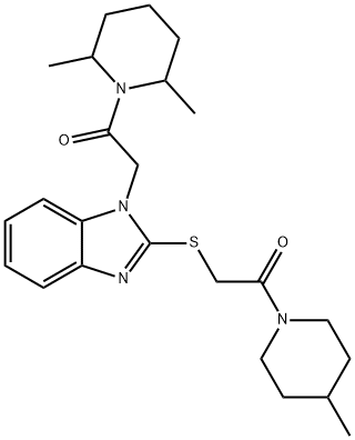 Piperidine, 2,6-dimethyl-1-[[2-[[2-(4-methyl-1-piperidinyl)-2-oxoethyl]thio]-1H-benzimidazol-1-yl]acetyl]- (9CI)|