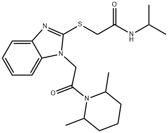 Acetamide, 2-[[1-[2-(2,6-dimethyl-1-piperidinyl)-2-oxoethyl]-1H-benzimidazol-2-yl]thio]-N-(1-methylethyl)- (9CI) Structure