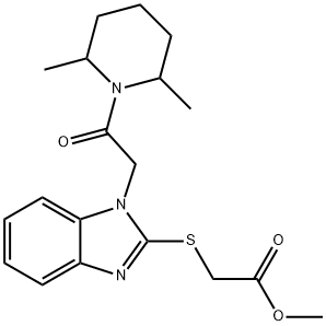 Acetic acid, [[1-[2-(2,6-dimethyl-1-piperidinyl)-2-oxoethyl]-1H-benzimidazol-2-yl]thio]-, methyl ester (9CI)|