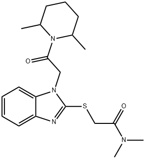 Acetamide, 2-[[1-[2-(2,6-dimethyl-1-piperidinyl)-2-oxoethyl]-1H-benzimidazol-2-yl]thio]-N,N-dimethyl- (9CI) 结构式