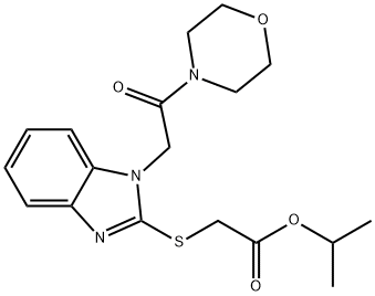 Acetic acid, [[1-[2-(4-morpholinyl)-2-oxoethyl]-1H-benzimidazol-2-yl]thio]-, 1-methylethyl ester (9CI) Struktur