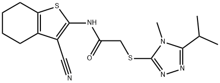 Acetamide, N-(3-cyano-4,5,6,7-tetrahydrobenzo[b]thien-2-yl)-2-[[4-methyl-5-(1-methylethyl)-4H-1,2,4-triazol-3-yl]thio]- (9CI) 结构式