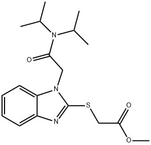 Acetic acid, [[1-[2-[bis(1-methylethyl)amino]-2-oxoethyl]-1H-benzimidazol-2-yl]thio]-, methyl ester (9CI) Structure