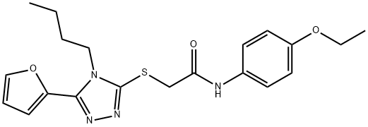 Acetamide, 2-[[4-butyl-5-(2-furanyl)-4H-1,2,4-triazol-3-yl]thio]-N-(4-ethoxyphenyl)- (9CI) Structure