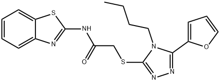 Acetamide, N-2-benzothiazolyl-2-[[4-butyl-5-(2-furanyl)-4H-1,2,4-triazol-3-yl]thio]- (9CI) Struktur