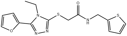 Acetamide, 2-[[4-ethyl-5-(2-furanyl)-4H-1,2,4-triazol-3-yl]thio]-N-(2-thienylmethyl)- (9CI) Struktur