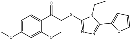 Ethanone, 1-(2,4-dimethoxyphenyl)-2-[[4-ethyl-5-(2-furanyl)-4H-1,2,4-triazol-3-yl]thio]- (9CI) Struktur