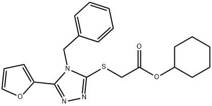 Acetic acid, [[5-(2-furanyl)-4-(phenylmethyl)-4H-1,2,4-triazol-3-yl]thio]-, cyclohexyl ester (9CI) Structure