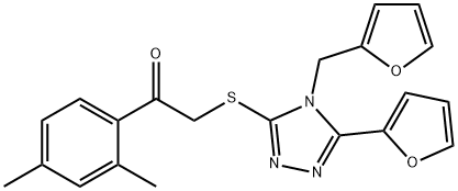 606111-83-5 Ethanone, 1-(2,4-dimethylphenyl)-2-[[5-(2-furanyl)-4-(2-furanylmethyl)-4H-1,2,4-triazol-3-yl]thio]- (9CI)
