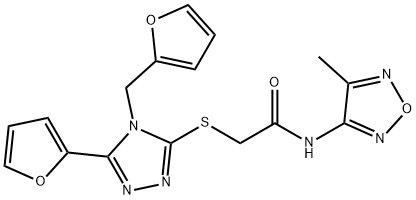 606111-84-6 Acetamide, 2-[[5-(2-furanyl)-4-(2-furanylmethyl)-4H-1,2,4-triazol-3-yl]thio]-N-(4-methyl-1,2,5-oxadiazol-3-yl)- (9CI)