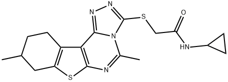 Acetamide, N-cyclopropyl-2-[(8,9,10,11-tetrahydro-5,9-dimethyl[1]benzothieno[3,2-e]-1,2,4-triazolo[4,3-c]pyrimidin-3-yl)thio]- (9CI) Struktur