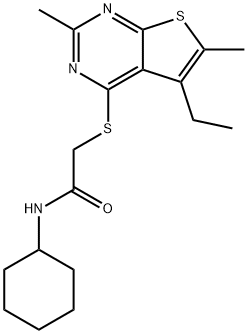 Acetamide, N-cyclohexyl-2-[(5-ethyl-2,6-dimethylthieno[2,3-d]pyrimidin-4-yl)thio]- (9CI) Structure