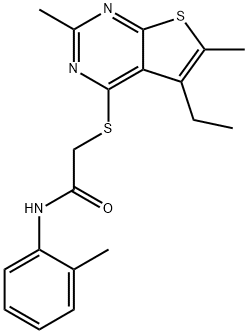 Acetamide, 2-[(5-ethyl-2,6-dimethylthieno[2,3-d]pyrimidin-4-yl)thio]-N-(2-methylphenyl)- (9CI) Structure