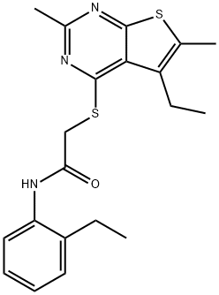 Acetamide, 2-[(5-ethyl-2,6-dimethylthieno[2,3-d]pyrimidin-4-yl)thio]-N-(2-ethylphenyl)- (9CI) Struktur