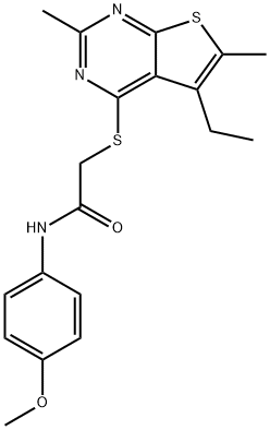 Acetamide, 2-[(5-ethyl-2,6-dimethylthieno[2,3-d]pyrimidin-4-yl)thio]-N-(4-methoxyphenyl)- (9CI) 结构式