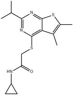 Acetamide, N-cyclopropyl-2-[[5,6-dimethyl-2-(1-methylethyl)thieno[2,3-d]pyrimidin-4-yl]thio]- (9CI) Struktur