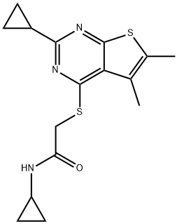 Acetamide, N-cyclopropyl-2-[(2-cyclopropyl-5,6-dimethylthieno[2,3-d]pyrimidin-4-yl)thio]- (9CI) Struktur