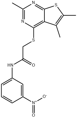 Acetamide, N-(3-nitrophenyl)-2-[(2,5,6-trimethylthieno[2,3-d]pyrimidin-4-yl)thio]- (9CI) Structure