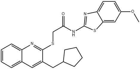 Acetamide, 2-[[3-(cyclopentylmethyl)-2-quinolinyl]thio]-N-(6-methoxy-2-benzothiazolyl)- (9CI) Struktur