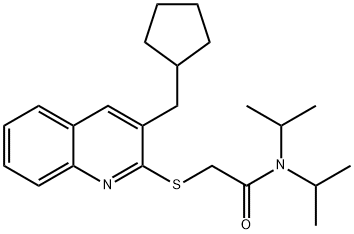 Acetamide, 2-[[3-(cyclopentylmethyl)-2-quinolinyl]thio]-N,N-bis(1-methylethyl)- (9CI) Structure