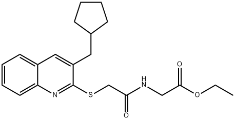 Glycine, N-[[[3-(cyclopentylmethyl)-2-quinolinyl]thio]acetyl]-, ethyl ester (9CI)|