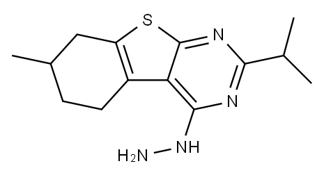 [1]Benzothieno[2,3-d]pyrimidin-4(1H)-one, 5,6,7,8-tetrahydro-7-methyl-2-(1-methylethyl)-, hydrazone (9CI) Structure