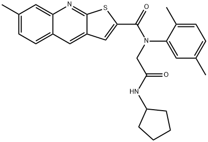 Thieno[2,3-b]quinoline-2-carboxamide, N-[2-(cyclopentylamino)-2-oxoethyl]-N-(2,5-dimethylphenyl)-7-methyl- (9CI) Structure