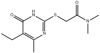 Acetamide, 2-[(5-ethyl-1,4-dihydro-6-methyl-4-oxo-2-pyrimidinyl)thio]-N,N-dimethyl- (9CI) 结构式