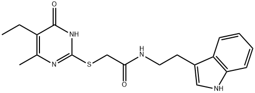 Acetamide, 2-[(5-ethyl-1,4-dihydro-6-methyl-4-oxo-2-pyrimidinyl)thio]-N-[2-(1H-indol-3-yl)ethyl]- (9CI) Structure
