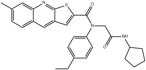 Thieno[2,3-b]quinoline-2-carboxamide, N-[2-(cyclopentylamino)-2-oxoethyl]-N-(4-ethylphenyl)-7-methyl- (9CI) 结构式