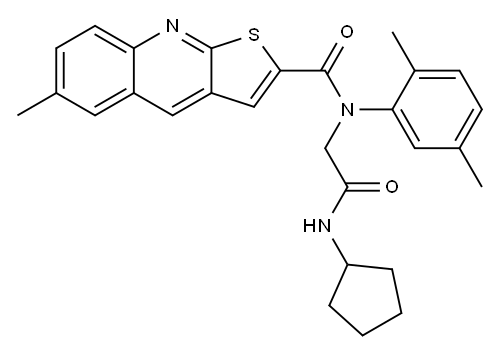 Thieno[2,3-b]quinoline-2-carboxamide, N-[2-(cyclopentylamino)-2-oxoethyl]-N-(2,5-dimethylphenyl)-6-methyl- (9CI) 结构式