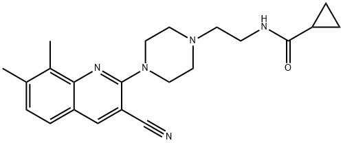 Cyclopropanecarboxamide, N-[2-[4-(3-cyano-7,8-dimethyl-2-quinolinyl)-1-piperazinyl]ethyl]- (9CI) Structure