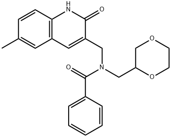 Benzamide, N-[(1,2-dihydro-6-methyl-2-oxo-3-quinolinyl)methyl]-N-(1,4-dioxan-2-ylmethyl)- (9CI) Structure