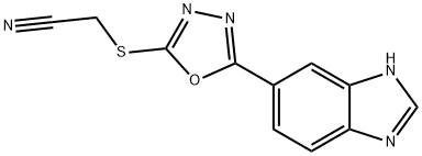 Acetonitrile, [[5-(1H-benzimidazol-5-yl)-1,3,4-oxadiazol-2-yl]thio]- (9CI) Struktur