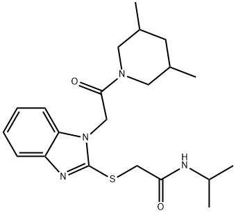 Acetamide, 2-[[1-[2-(3,5-dimethyl-1-piperidinyl)-2-oxoethyl]-1H-benzimidazol-2-yl]thio]-N-(1-methylethyl)- (9CI) Structure