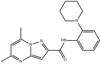 Pyrazolo[1,5-a]pyrimidine-2-carboxamide, 5,7-dimethyl-N-[2-(1-piperidinyl)phenyl]- (9CI) Structure